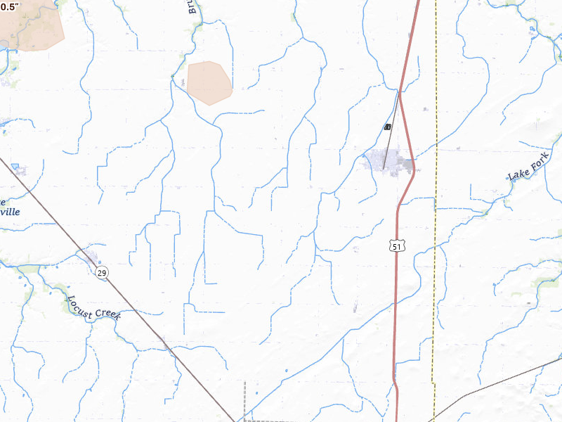 Radar-estimated hail-size map of the storm over Pana, IL on May 3, 2026
