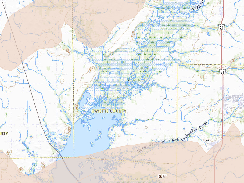 Radar-estimated hail-size map of the storm over Patoka, IL on Apr 27, 2026