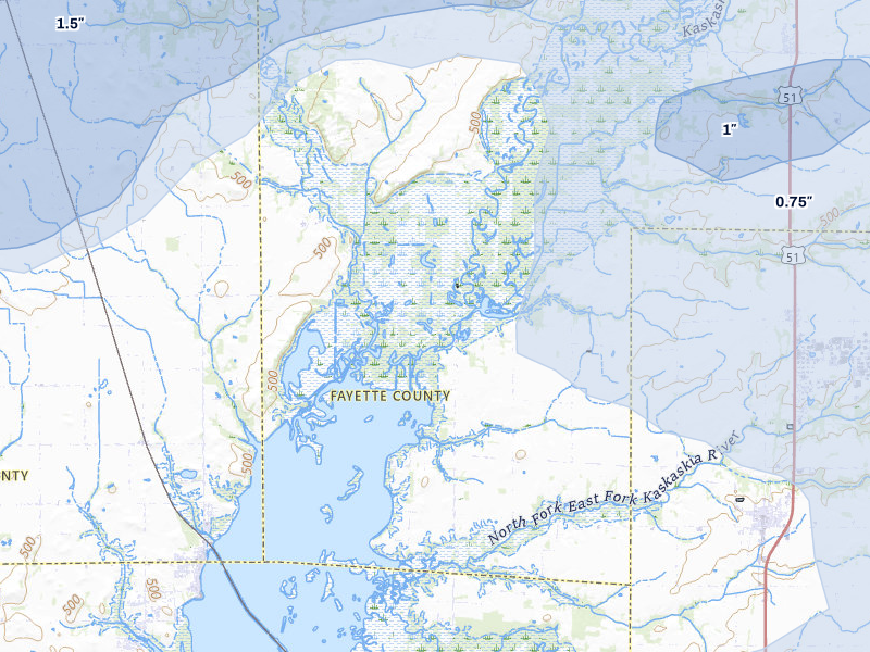 NEXRAD radar-signature map of the hail storm over Patoka, IL on Apr 27, 2026