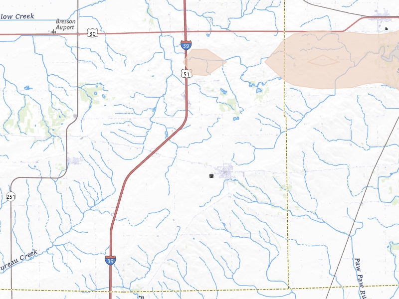 Radar-estimated hail-size map of the storm over Paw Paw, IL on Mar 30, 2026