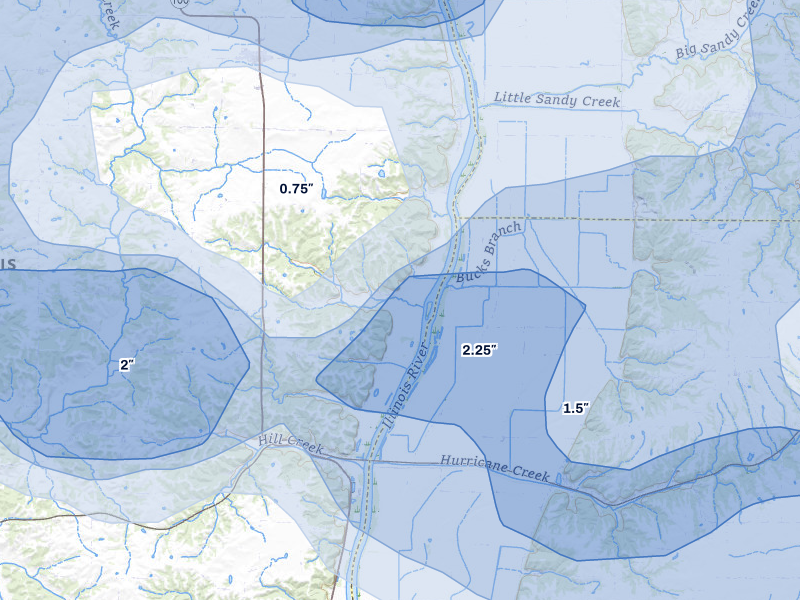 NEXRAD radar-signature map of the hail over Pearl, IL