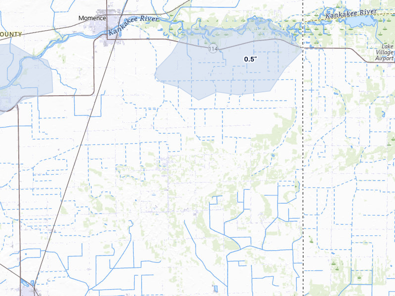 NEXRAD radar-signature map of the hail storm over Pembroke Township, IL on May 4, 2026