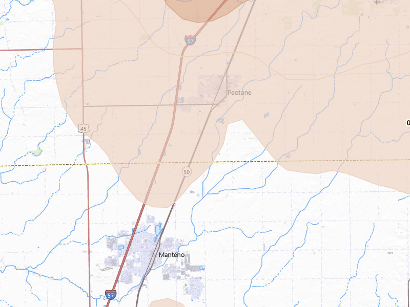 Radar-estimated hail-size map of the storm over Peotone, IL