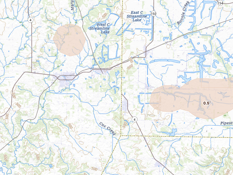 Radar-estimated hail-size map of the storm over Percy, IL on May 31, 2026