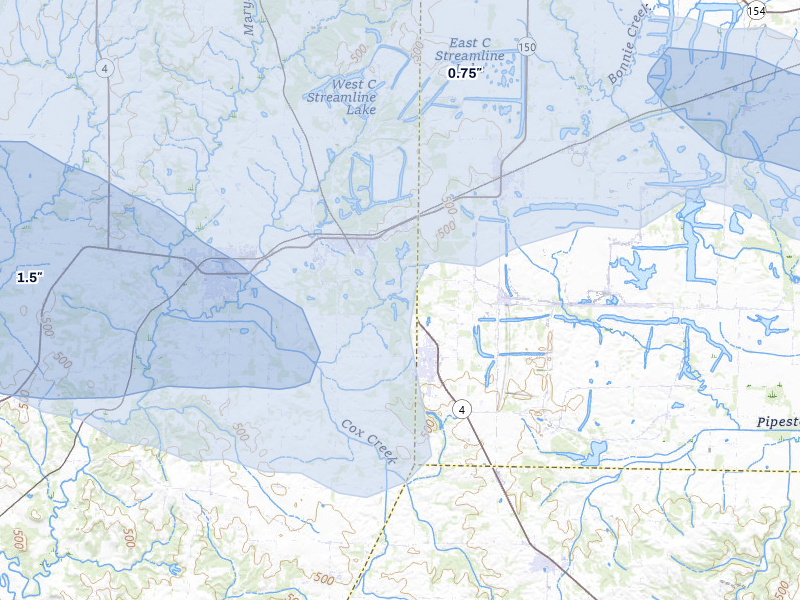 NEXRAD radar-signature map of the hail over Percy, IL