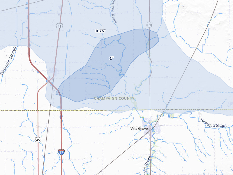 NEXRAD radar-signature map of the hail over Pesotum, IL