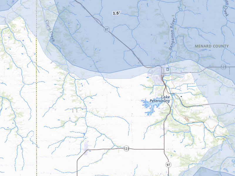 NEXRAD radar-signature map of the hail storm over Petersburg, IL on May 4, 2026