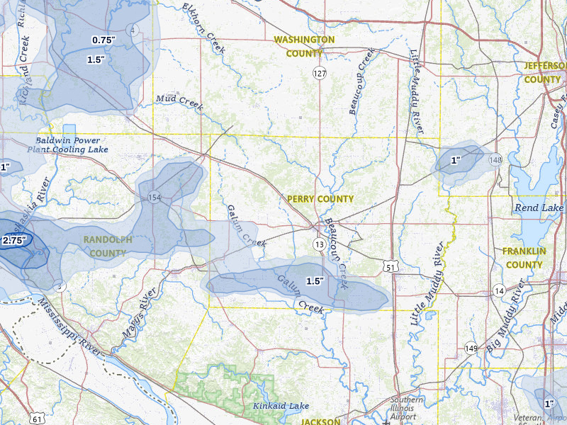 NEXRAD radar-signature map of the hail storm over Pinckneyville, IL on May 31, 2026