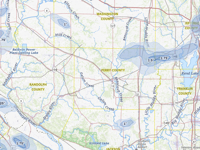 NEXRAD radar-signature map of the hail over Pinckneyville, IL