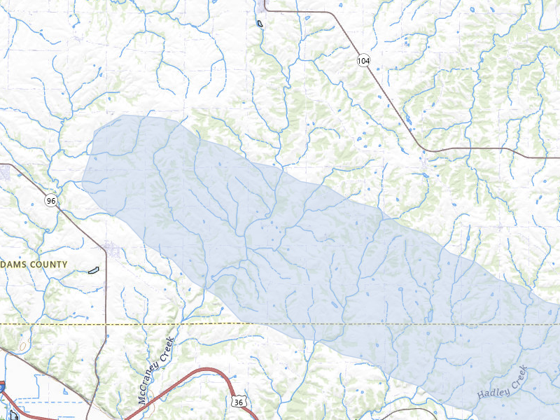 NEXRAD radar-signature map of the hail storm over Plainville, IL on May 3, 2026