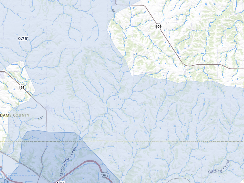 NEXRAD radar-signature map of the hail storm over Plainville, IL on May 14, 2026