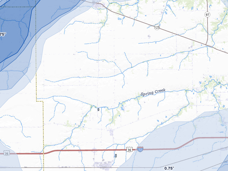 NEXRAD radar-signature map of the hail over Pleasant Plains, IL