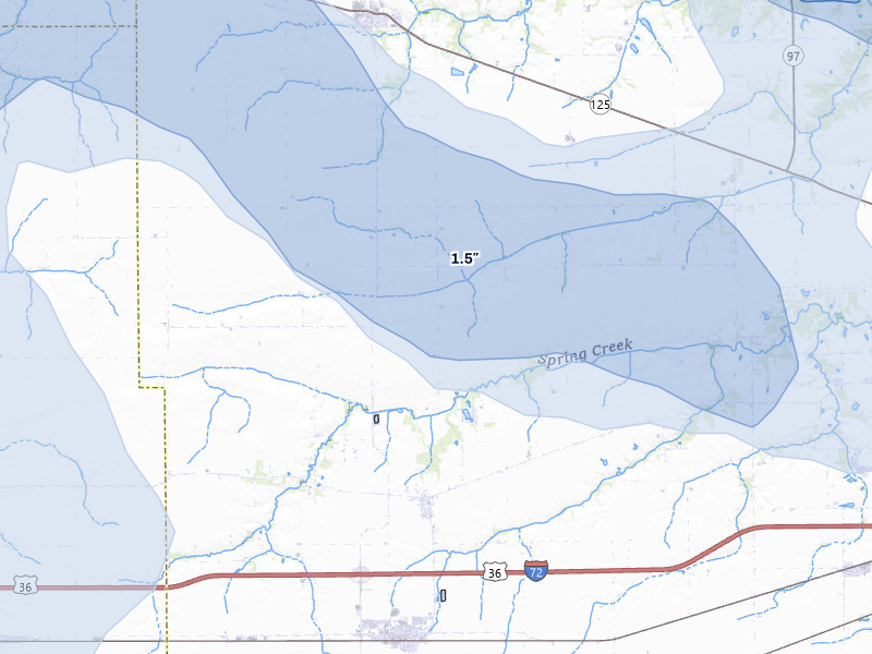 NEXRAD radar-signature map of the hail storm over Pleasant Plains, IL on May 4, 2026