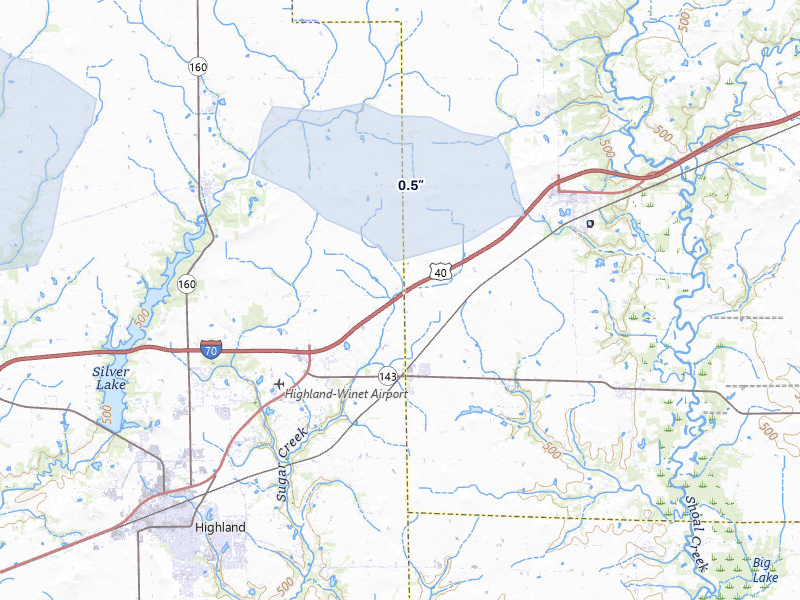 NEXRAD radar-signature map of the hail storm over Pocahontas, IL on May 3, 2026