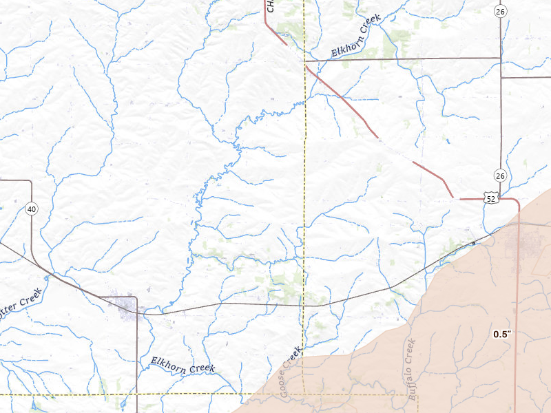 Radar-estimated hail-size map of the storm over Polo, IL on Mar 31, 2026