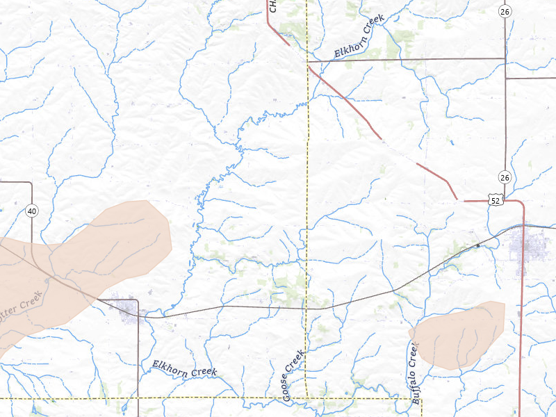 Radar-estimated hail-size map of the storm over Polo, IL on Jul 3, 2026