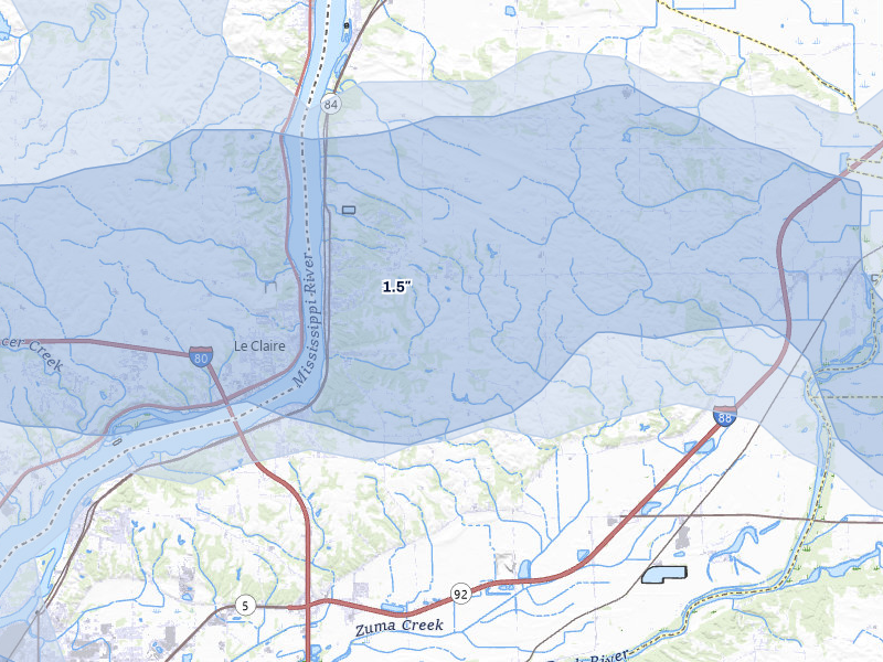 NEXRAD radar-signature map of the hail over Port Byron, IL