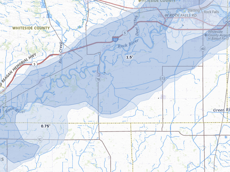 NEXRAD radar-signature map of the hail storm over Prophetstown, IL on Apr 2, 2026