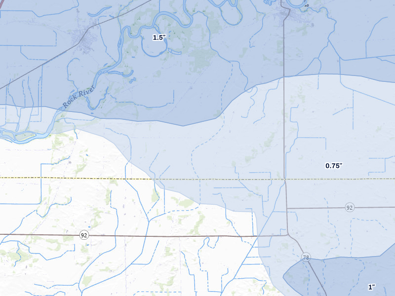 NEXRAD radar-signature map of the hail storm over Prophetstown, IL on Aug 11, 2026