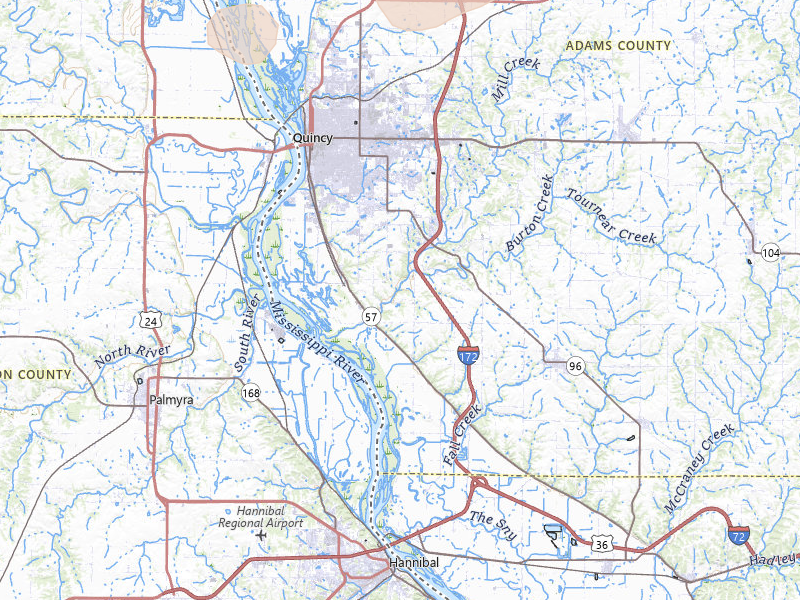 Radar-estimated hail-size map of the storm over Quincy, IL on Mar 10, 2026