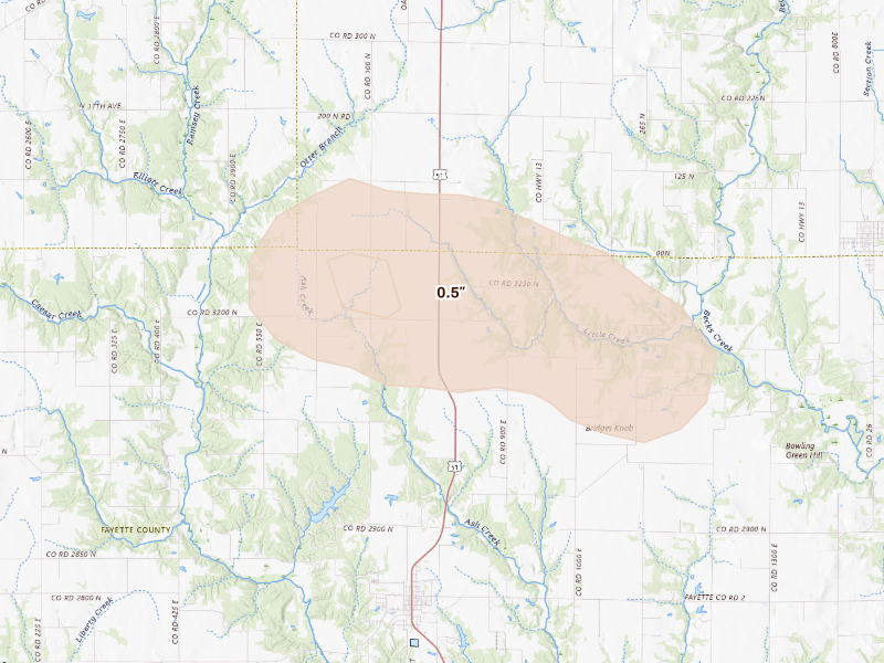 Radar-estimated hail-size map of the storm over Ramsey, IL