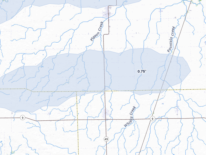 NEXRAD radar-signature map of the hail over Rankin, IL