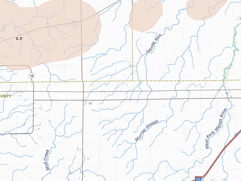 Radar-estimated hail-size map of the storm over Ransom, IL on Mar 10, 2026