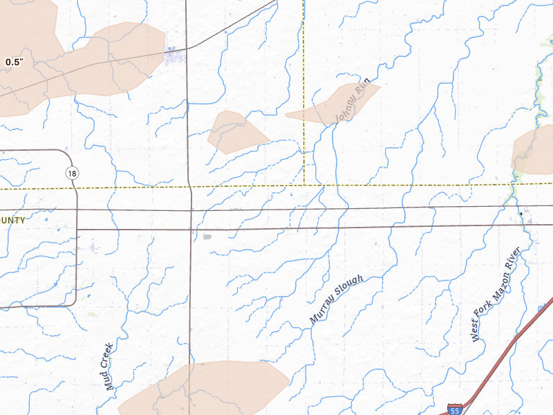Radar-estimated hail-size map of the storm over Ransom, IL on May 4, 2026