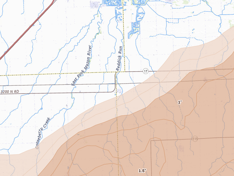 Radar-estimated hail-size map of the storm over Reddick, IL on Mar 10, 2026