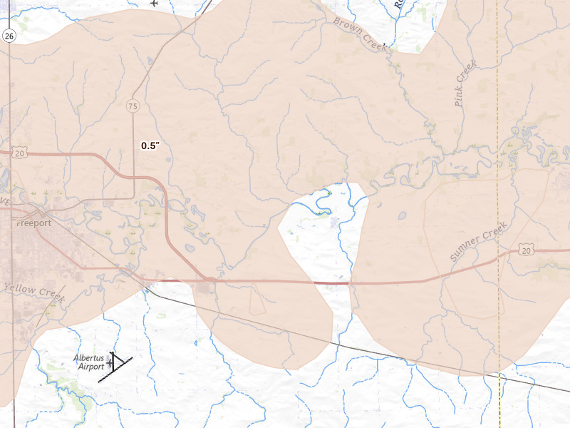 Radar-estimated hail-size map of the storm over Ridott, IL
