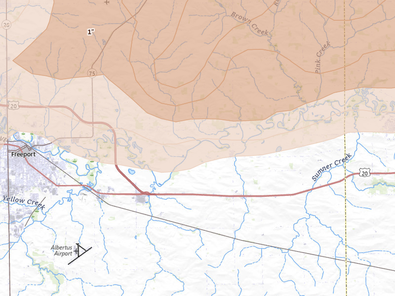 Radar-estimated hail-size map of the storm over Ridott, IL on Apr 17, 2026