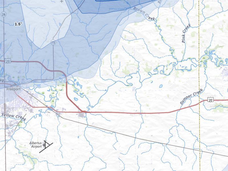 NEXRAD radar-signature map of the hail over Ridott, IL