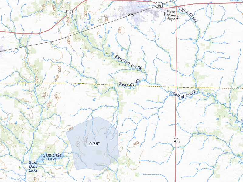 NEXRAD radar-signature map of the hail storm over Rinard, IL on May 15, 2026