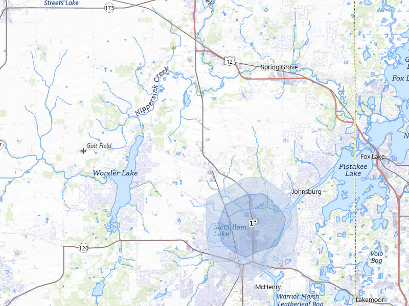 NEXRAD radar-signature map of the hail storm over Ringwood, IL on May 17, 2026