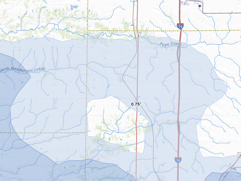 NEXRAD radar-signature map of the hail storm over Rio, IL on May 4, 2026