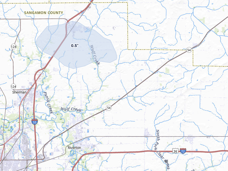 NEXRAD radar-signature map of the hail storm over Riverton, IL on Mar 26, 2026