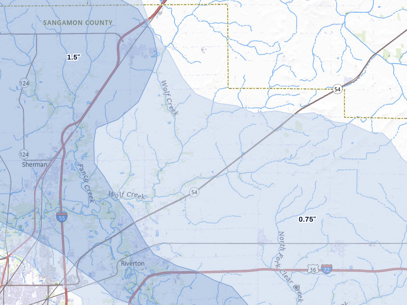 NEXRAD radar-signature map of the hail storm over Riverton, IL on May 4, 2026