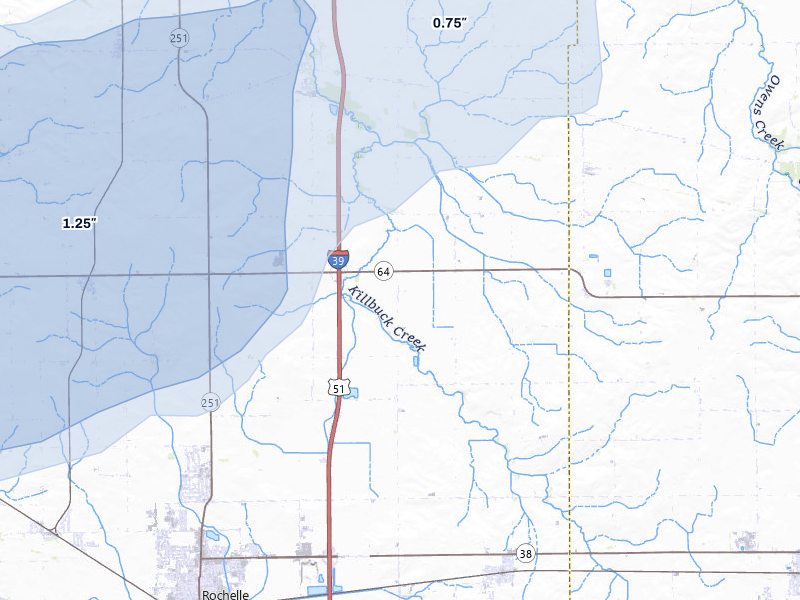 NEXRAD radar-signature map of the hail storm over Rochelle, IL on Apr 2, 2026