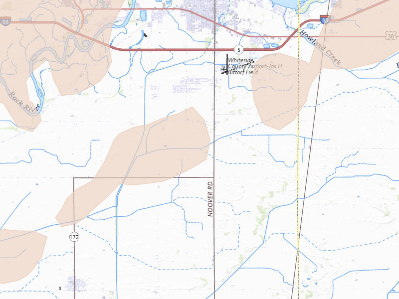 Radar-estimated hail-size map of the storm over Rock Falls, IL on Apr 2, 2026