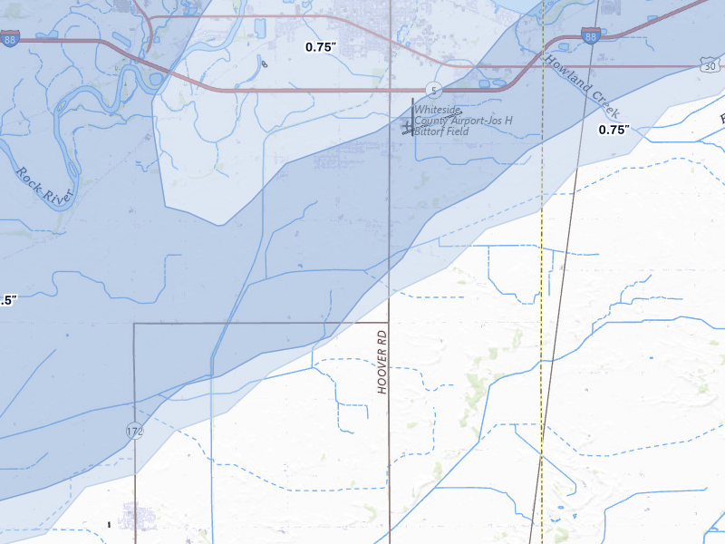 NEXRAD radar-signature map of the hail storm over Rock Falls, IL on Apr 2, 2026