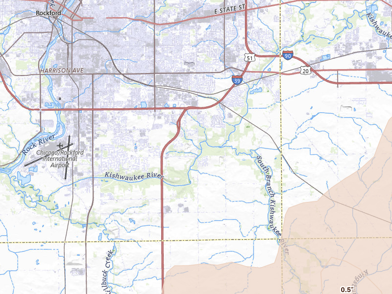 Radar-estimated hail-size map of the storm over Rockford, IL on Jun 11, 2026