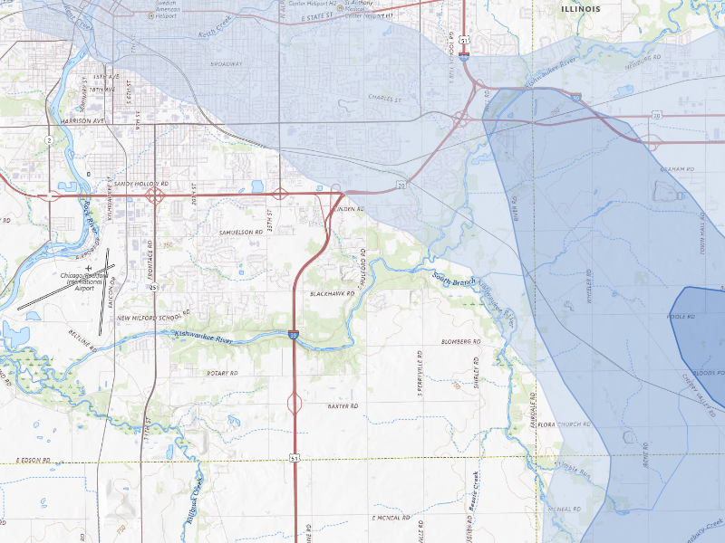 NEXRAD radar-signature map of the hail storm over Rockford, IL on Aug 21, 2026