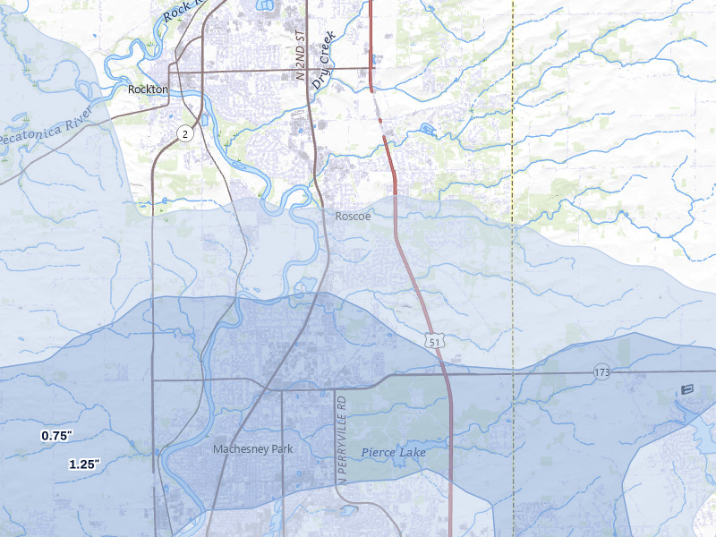 NEXRAD radar-signature map of the hail storm over Roscoe, IL on Mar 30, 2026