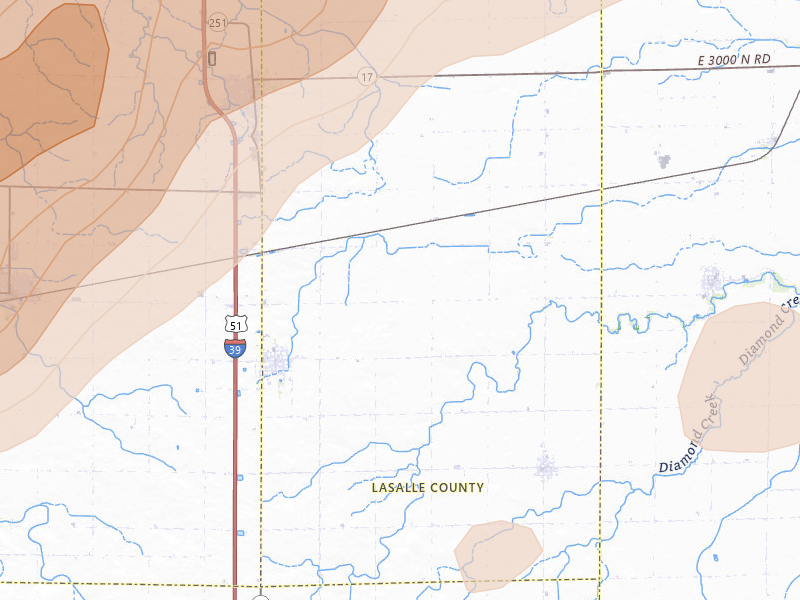Radar-estimated hail-size map of the storm over Rutland, IL on Jun 11, 2026