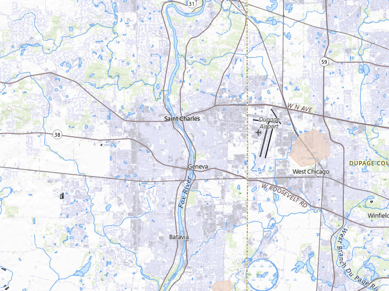 Radar-estimated hail-size map of the storm over Saint Charles, IL on Jul 3, 2026