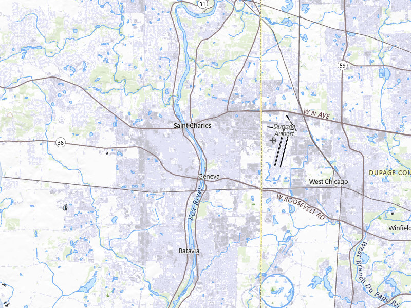 NEXRAD radar-signature map of the hail storm over Saint Charles, IL on Jul 27, 2026