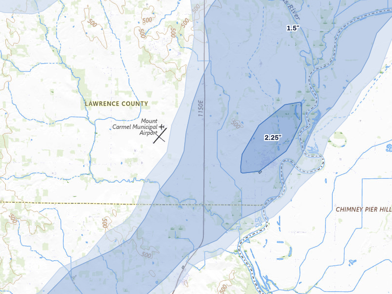 NEXRAD radar-signature map of the hail storm over Saint Francisville, IL on May 16, 2026