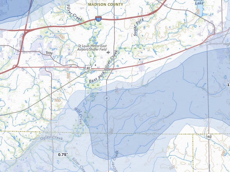 NEXRAD radar-signature map of the hail over Saint Jacob, IL
