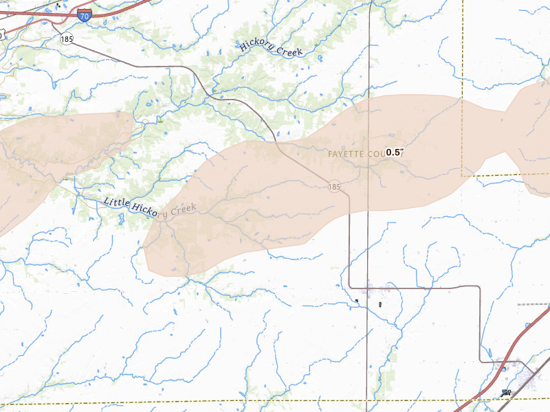 Radar-estimated hail-size map of the storm over Saint Peter, IL