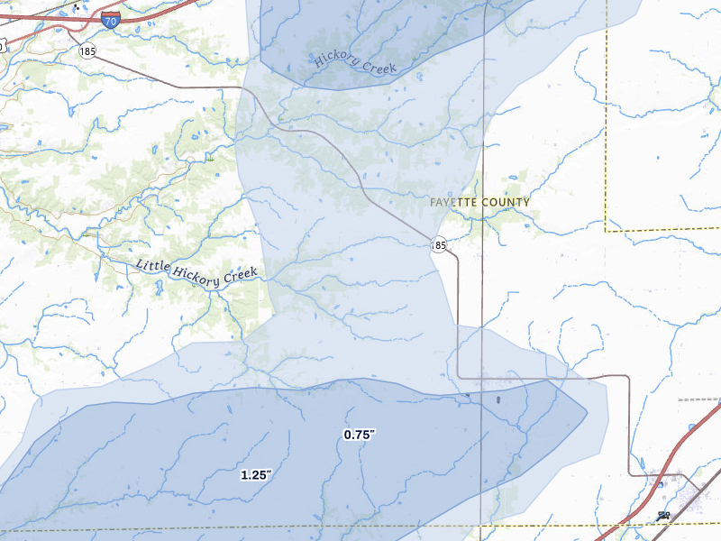 NEXRAD radar-signature map of the hail storm over Saint Peter, IL on Jul 3, 2026